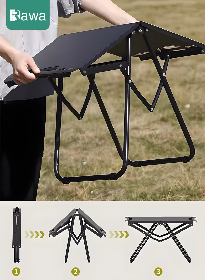 روعة طاولة تخييم محمولة قابلة للطي، طاولة سفر مع حامل مصباح مجاني، سعة تحميل 60 كجم، مناسبة للنزهات والشرفات والصيد والشواء والتجمعات العائلية والتخييم في الهواء الطلق - Image 2